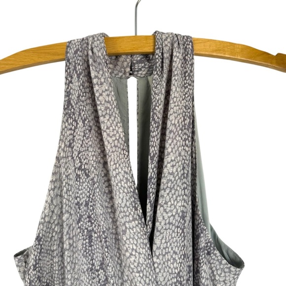 Anthropologie Marta Snakeskin Midi Dress Gray Tie Waist Belted Boho Size 6 - Picture 4 of 16